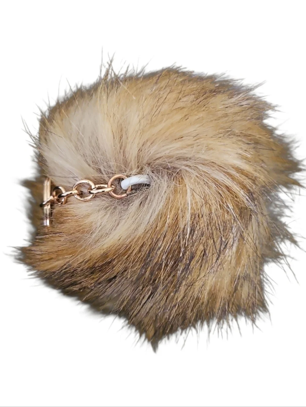 Brown/Tan Faux Fur Large Pom Bagcharm